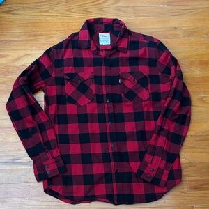 Woolrich Men's Red and Black Checkered Shirt